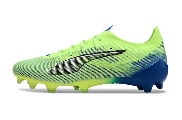 Puma Vert Bleu Haut Tricoté Lacets Asymétriques Terrain Ferme Chaussures de Football 7