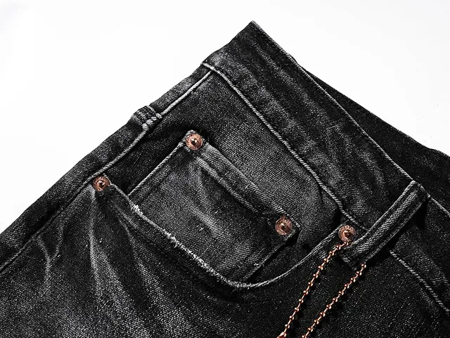 Purple Brand Distressed Black Slim-Fit Jeans 14