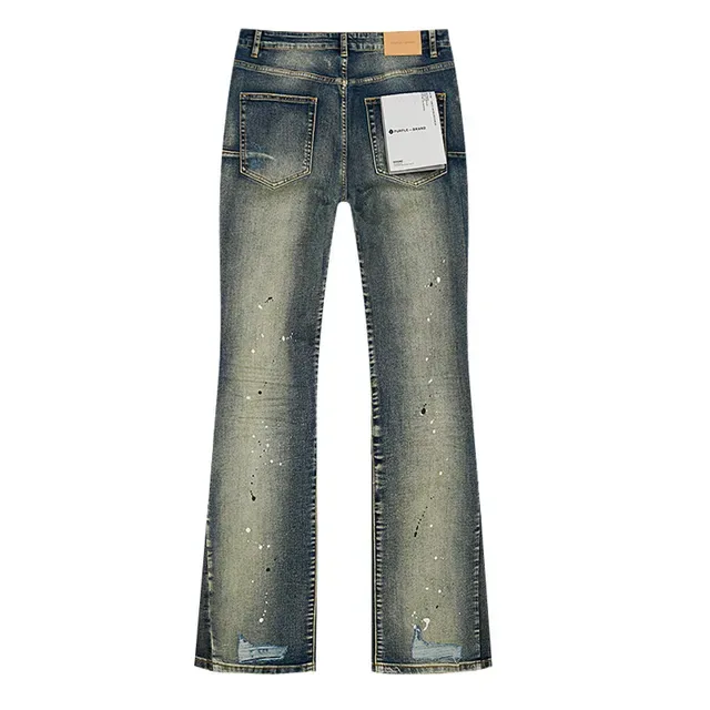 Purple Brand Distressed Paint-Splatter Flared Jeans 3