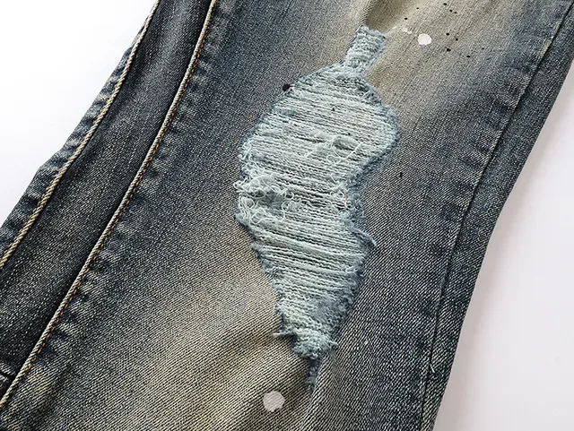 Purple Brand Distressed Paint-Splatter Flared Jeans 15