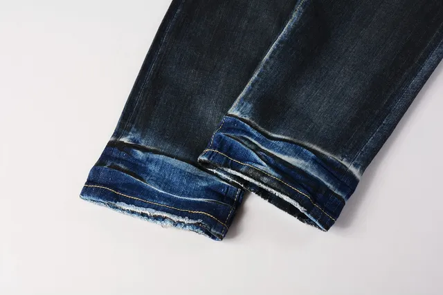 Purple Brand Paint-Splatter Distressed Dark Wash Jeans 3