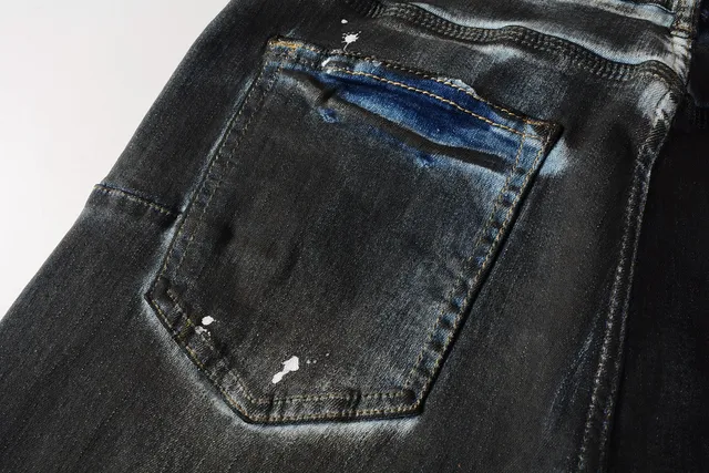 Purple Brand Paint-Splatter Distressed Dark Wash Jeans 5