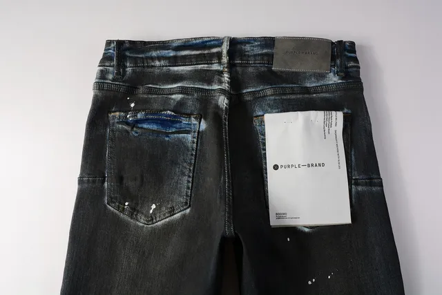 Purple Brand Paint-Splatter Distressed Dark Wash Jeans 6