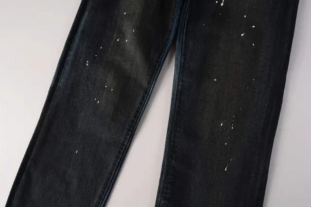 Purple Brand Paint-Splatter Distressed Dark Wash Jeans 8