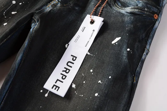 Purple Brand Paint-Splatter Distressed Dark Wash Jeans 11