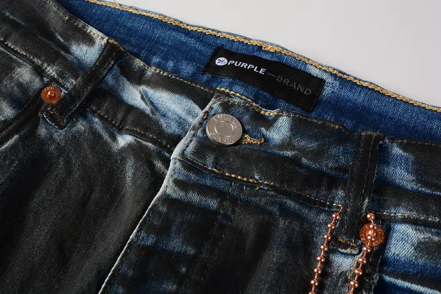 Purple Brand Paint-Splatter Distressed Dark Wash Jeans 12