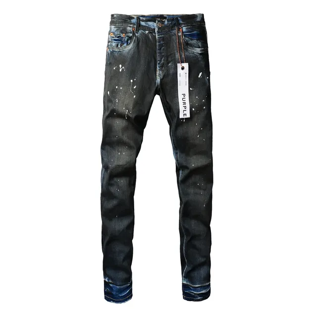 Purple Brand Paint-Splatter Distressed Dark Wash Jeans 15