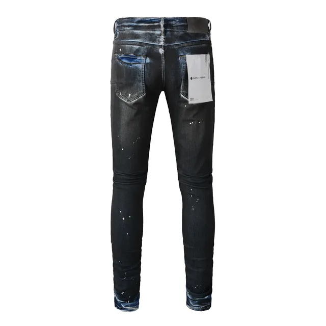 Purple Brand Paint-Splatter Distressed Dark Wash Jeans 16