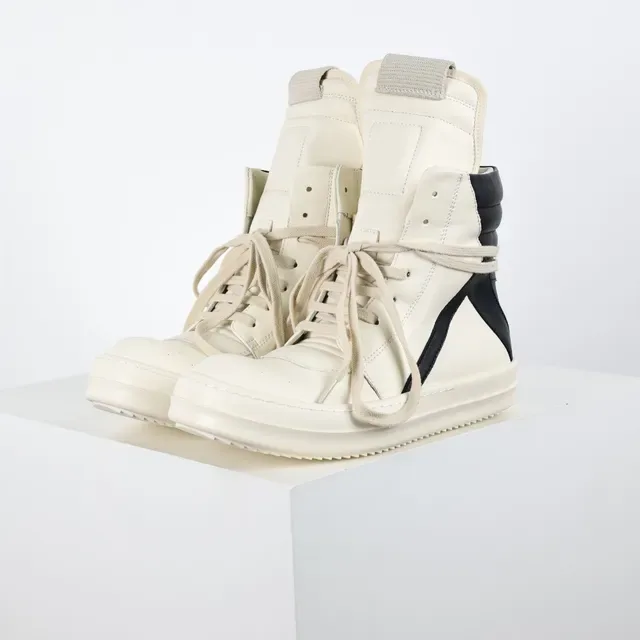 Rick Owens Geobasket Off-White and Black Lifestyle Sneakers 2