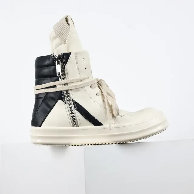 Rick Owens Geobasket Off-White and Black Lifestyle Sneakers 7