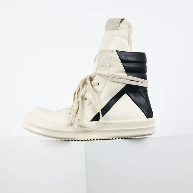 Rick Owens Geobasket Off-White and Black Lifestyle Sneakers 9