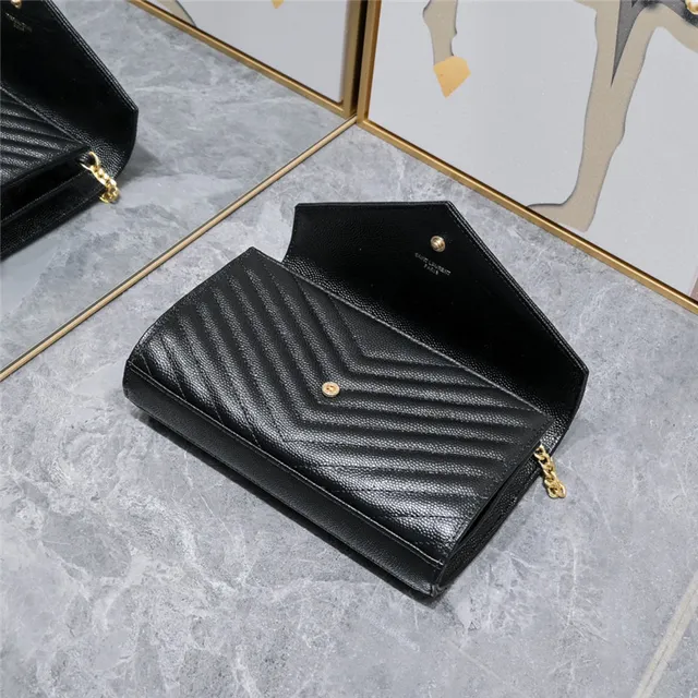 Saint Laurent Beige Or Matelassé Couture Chevron Flap d'enveloppe Sac à chaîne 14