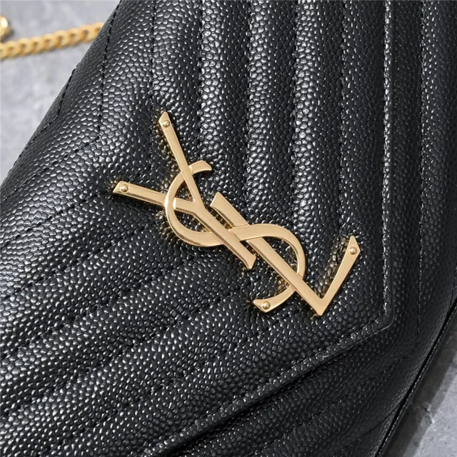 Saint Laurent Beige Or Matelassé Couture Chevron Flap d'enveloppe Sac à chaîne 16