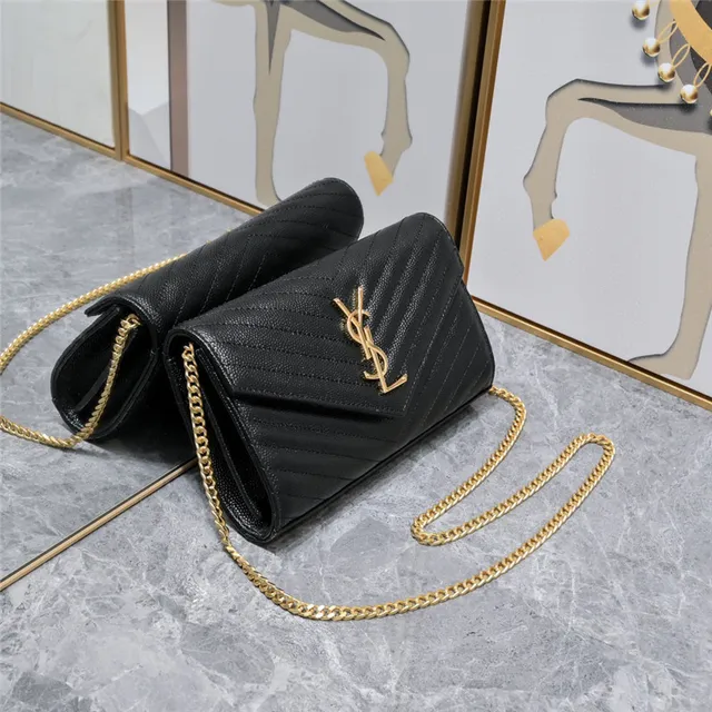 Saint Laurent Beige Or Matelassé Couture Chevron Flap d'enveloppe Sac à chaîne 18