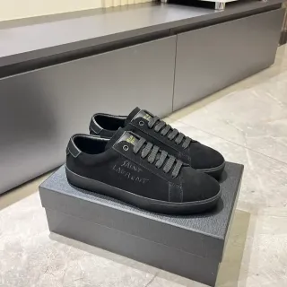 Saint Laurent Black Suede Tonal Embroidery Lifestyle Sneakers