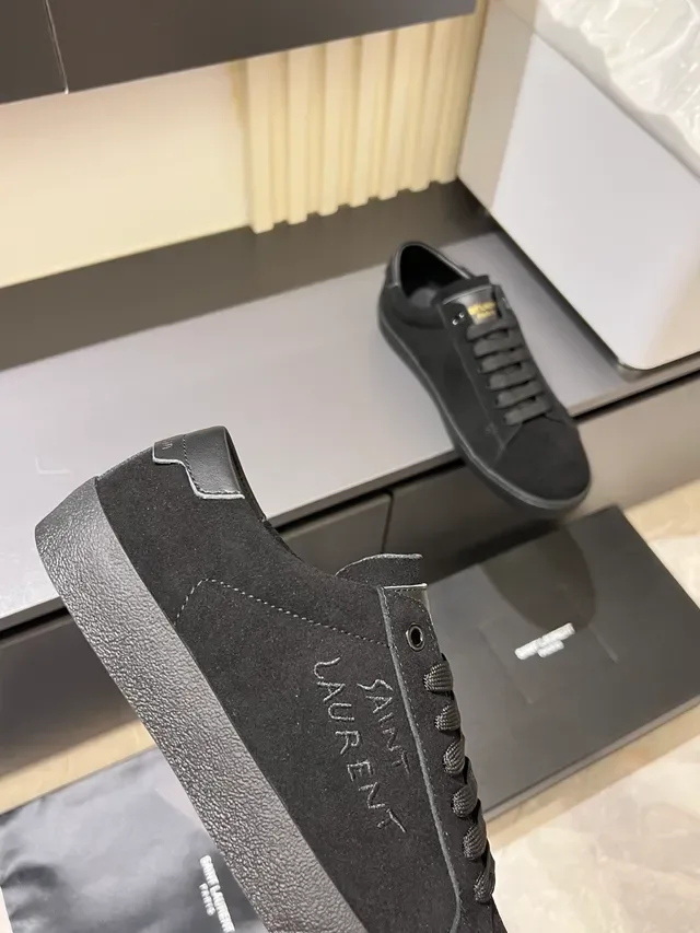 Saint Laurent Black Suede Tonal Embroidery Lifestyle Sneakers 3