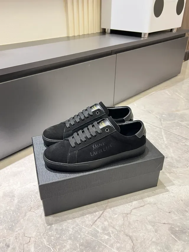 Saint Laurent Black Suede Tonal Embroidery Lifestyle Sneakers 5