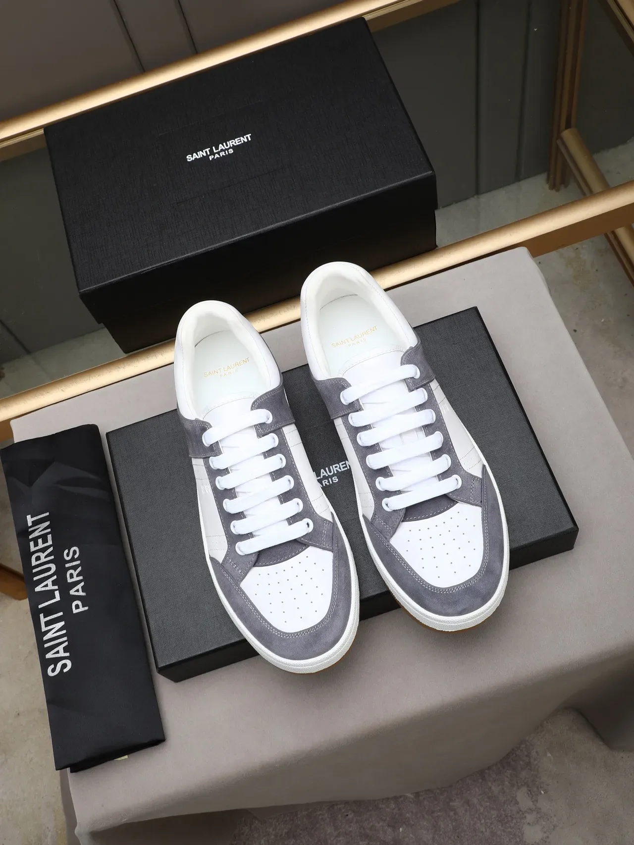 Saint Laurent Low-Top Suede and Leather Sneaker 3
