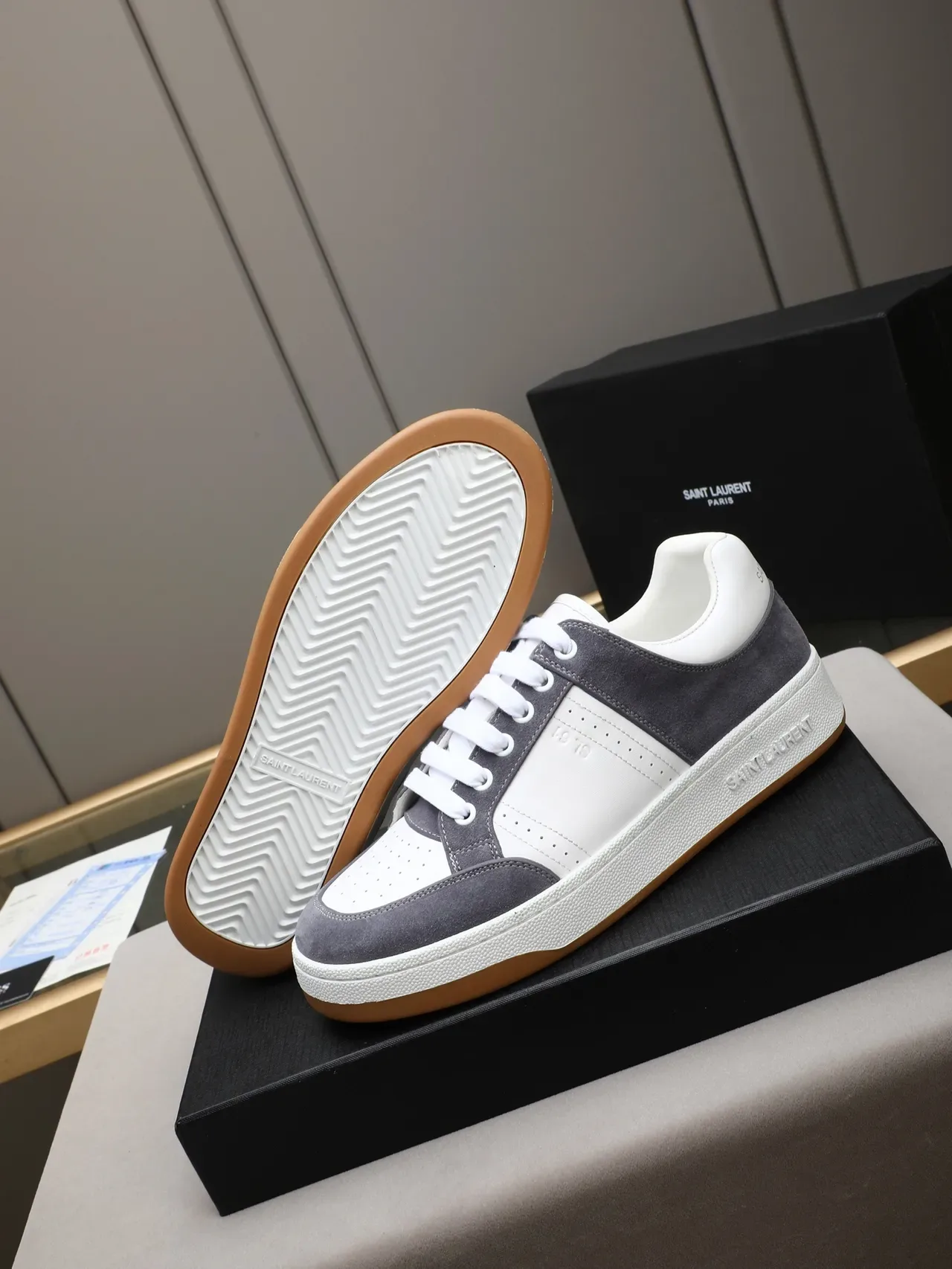Saint Laurent Low-Top Suede and Leather Sneaker 5