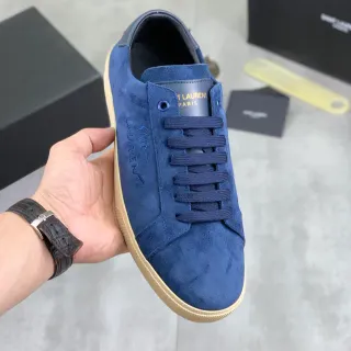 Saint Laurent Navy Beige Suede Upper Gum Sole Lifestyle Sneakers