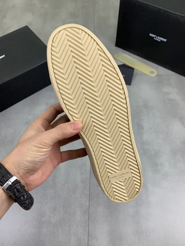 Saint Laurent Chaussures Lifestyle daim navy beige semelle gomme 2