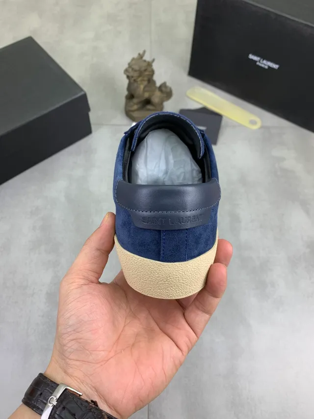 Saint Laurent Chaussures Lifestyle daim navy beige semelle gomme 3