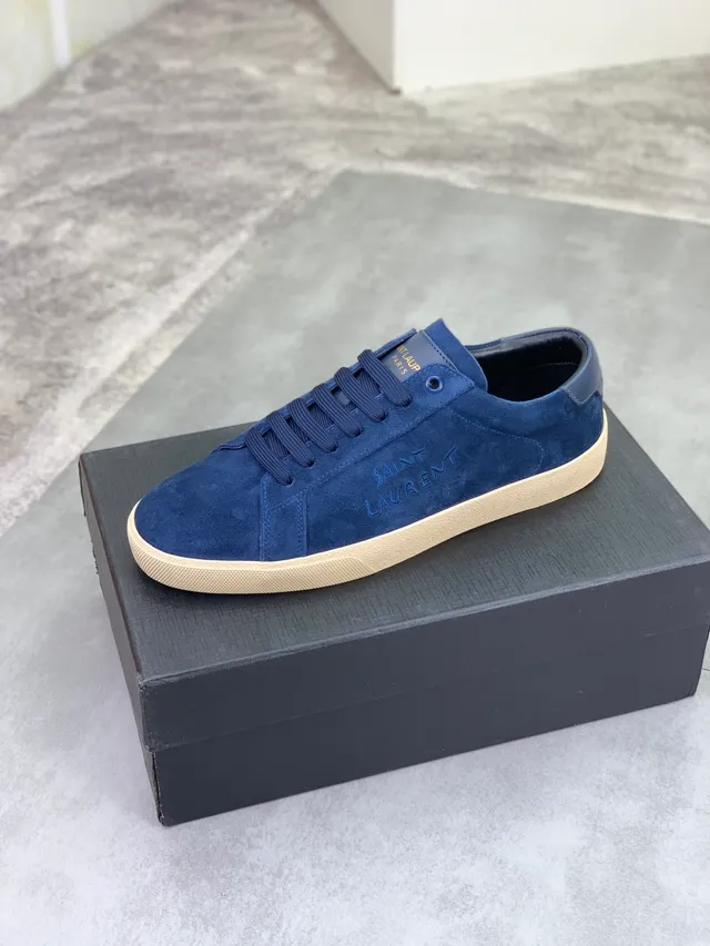Saint Laurent Chaussures Lifestyle daim navy beige semelle gomme 4