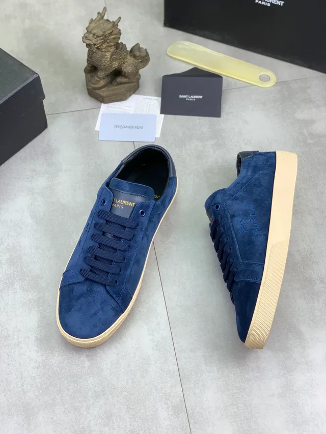 Saint Laurent Chaussures Lifestyle daim navy beige semelle gomme 5