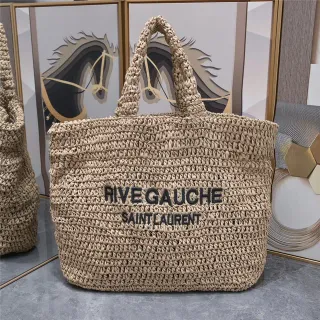 Saint Laurent Rive Gauche Beige Woven Tote Bag