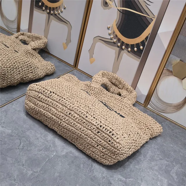 Saint Laurent Rive Gauche Beige Woven Tote Bag 4