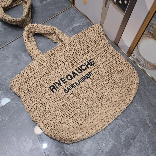 Saint Laurent Rive Gauche Beige Woven Tote Bag 5