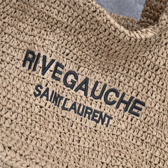 Saint Laurent Rive Gauche Beige Woven Tote Bag 7