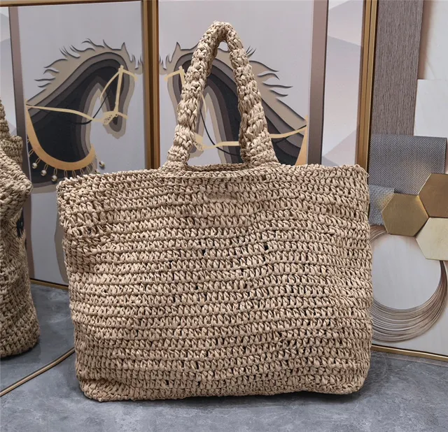 Saint Laurent Rive Gauche Beige Woven Tote Bag 8