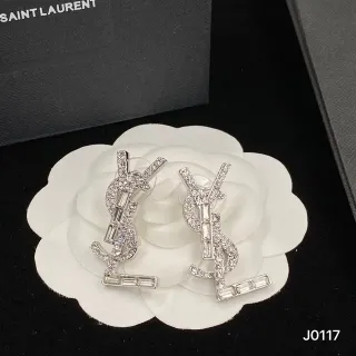 Saint Laurent YSL Monogram Crystal Pavé Earrings