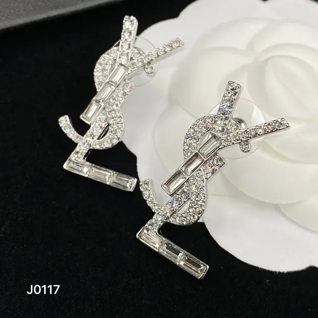 Saint Laurent YSL Monogram Crystal Pavé Earrings 3