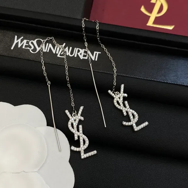 সেন্ট লোরাঁ YSL মনোগ্রাম পাবে ক্রিস্টাল চেইন ড্রপ ইয়ারিংস 2
