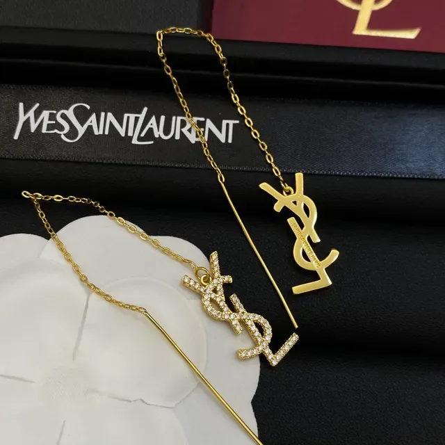 সেন্ট লোরাঁ YSL মনোগ্রাম পাবে ক্রিস্টাল চেইন ড্রপ ইয়ারিংস 3