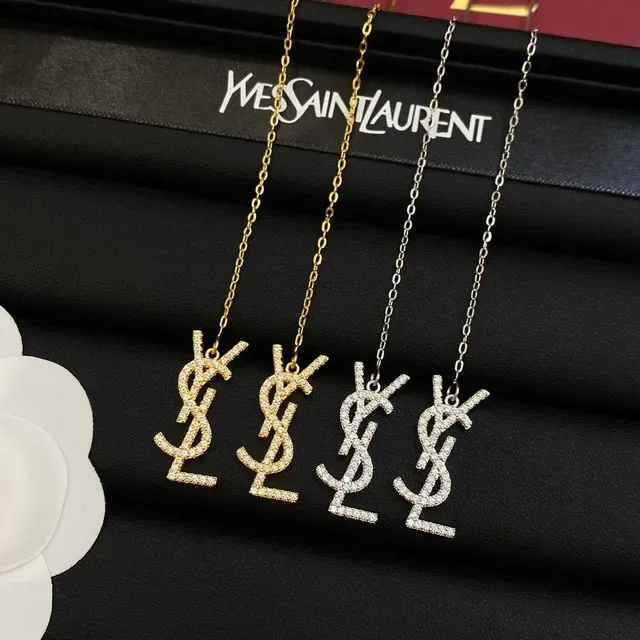 সেন্ট লোরাঁ YSL মনোগ্রাম পাবে ক্রিস্টাল চেইন ড্রপ ইয়ারিংস 6