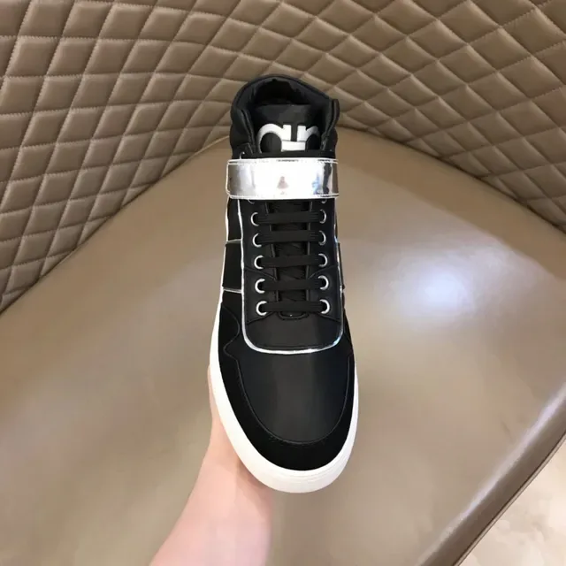 Salvatore Ferragamo Black White High-Top Leather Upper Lifestyle Sneakers 5