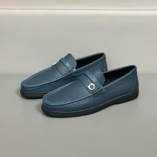 Salvatore Ferragamo Gancini Loafer नीला पेब्ल्ड लेदर लूफर