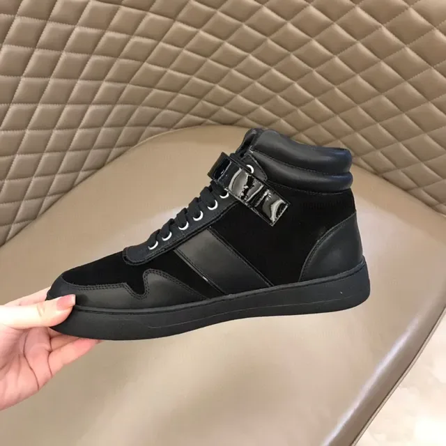 Salvatore Ferragamo High-Top Black Suede and Patent Leather Lifestyle Sneakers 3
