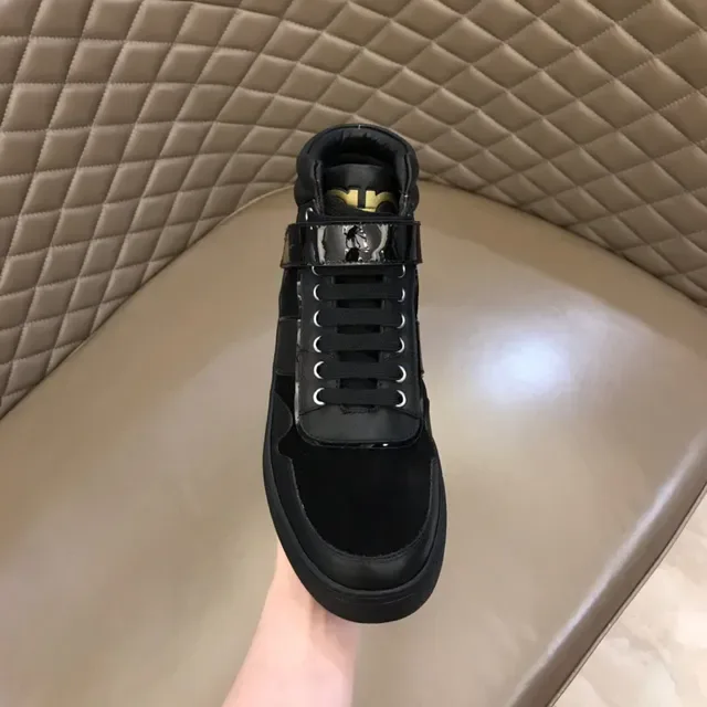 Salvatore Ferragamo High-Top Black Suede and Patent Leather Lifestyle Sneakers 4