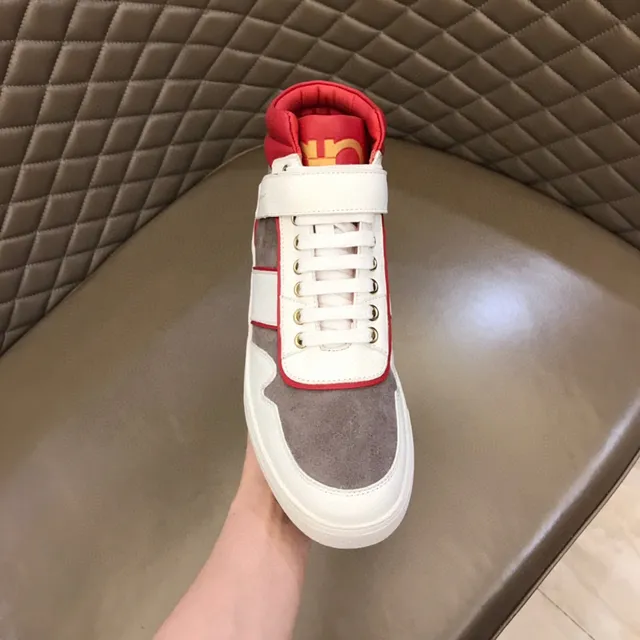Salvatore Ferragamo Brancas Vermelhas Alta Dupla Fita Fechamento Tênis Lifestyle 4