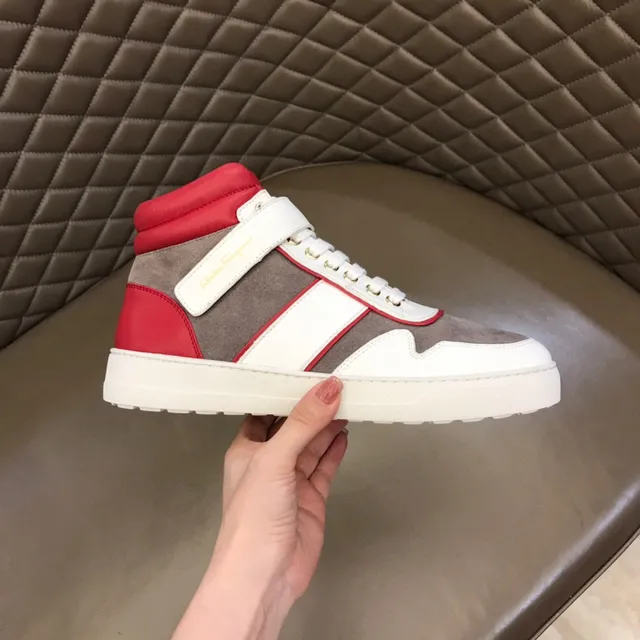 Salvatore Ferragamo Brancas Vermelhas Alta Dupla Fita Fechamento Tênis Lifestyle 6