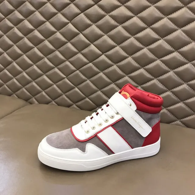 Salvatore Ferragamo Brancas Vermelhas Alta Dupla Fita Fechamento Tênis Lifestyle 7