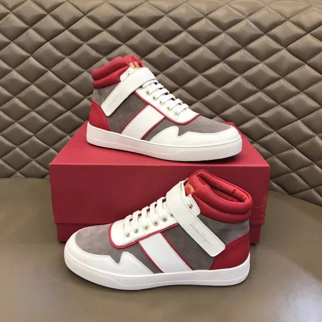 Salvatore Ferragamo Brancas Vermelhas Alta Dupla Fita Fechamento Tênis Lifestyle 9