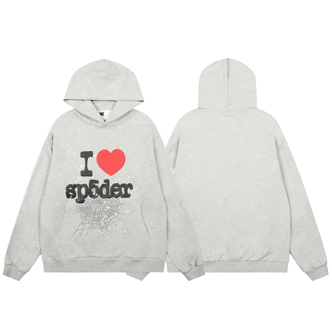 Sp5der I Love গ্রে ব্ল্যাক গ্রাফিক প্রিন্ট ওভারসাইজড ফিট ট্র্যাকস্যুট 15