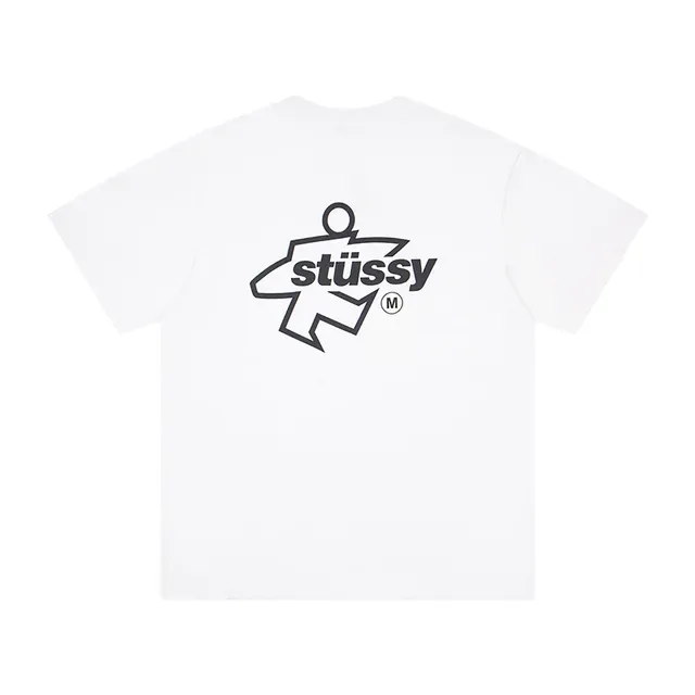 Stüssy Stock Logo White and Black Graphic T-Shirt 4