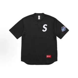 Supreme Baseball Noir Blanc Maille Placket Henley Jersey