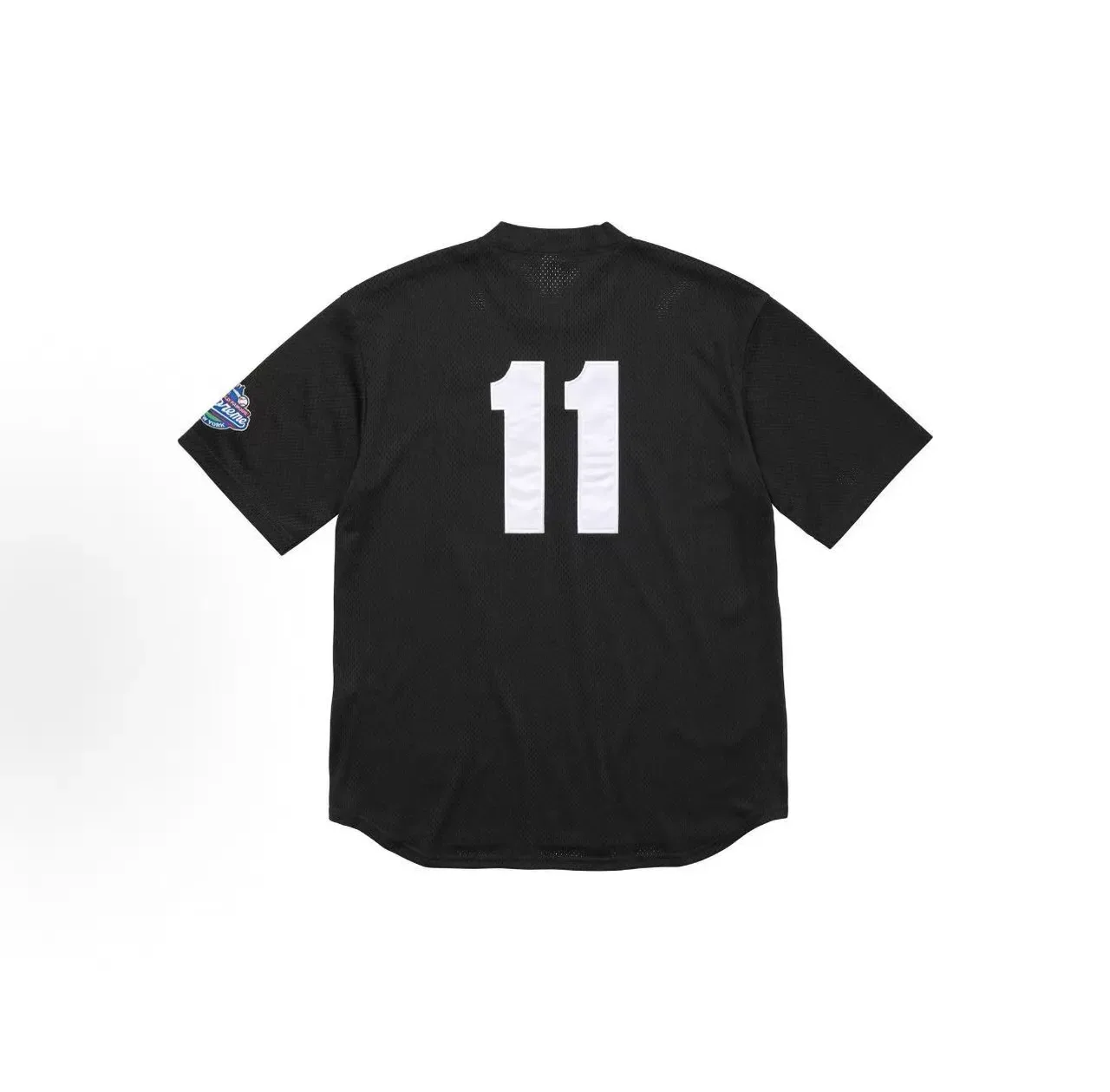 Supreme Baseball Black White Mesh Fabric Henley Placket Jersey 2